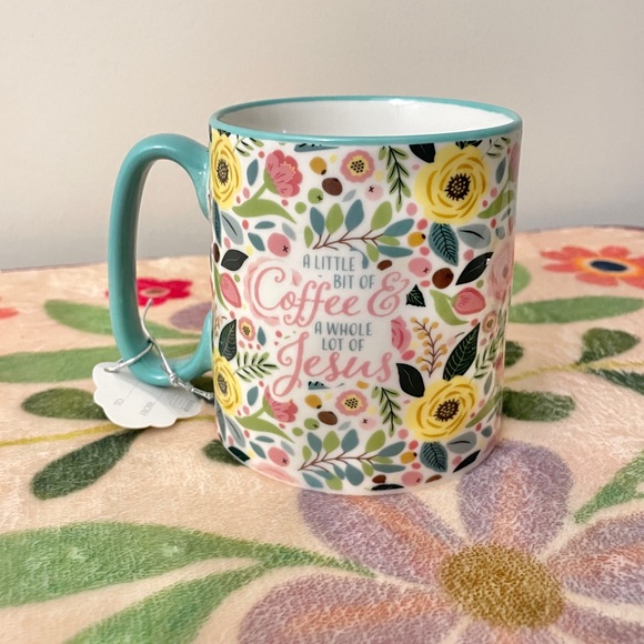 NWT Floral Coffee Mug with Inspirational Jesus Quote - Picture 2 of 7